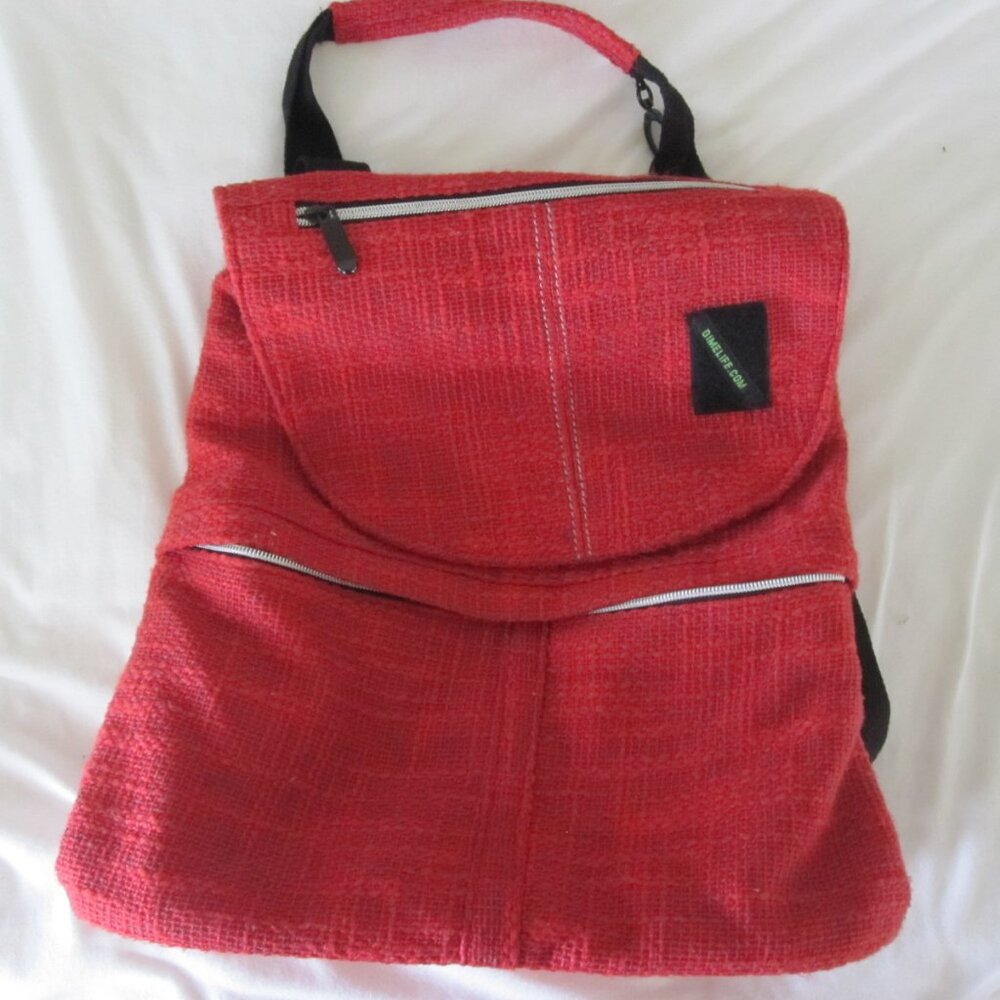 Red full size Dime Bags Backpack- Hemp Fiber, multiple Zip Pockets